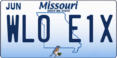 MO license plate WL0E1X