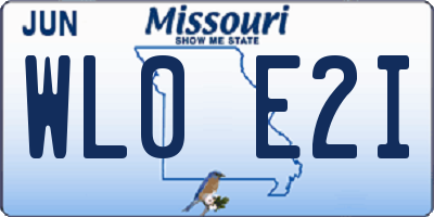 MO license plate WL0E2I