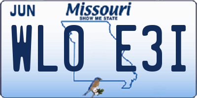 MO license plate WL0E3I