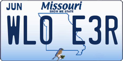MO license plate WL0E3R