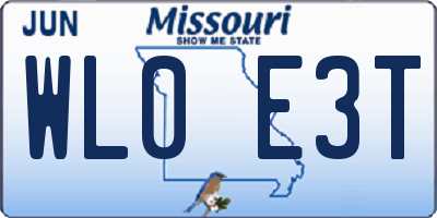 MO license plate WL0E3T