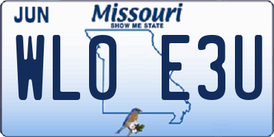 MO license plate WL0E3U