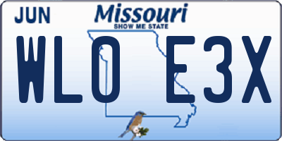 MO license plate WL0E3X