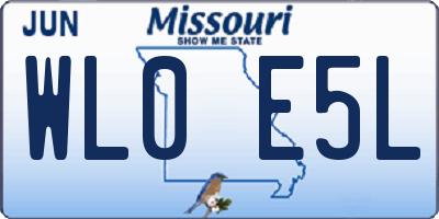 MO license plate WL0E5L