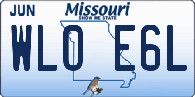 MO license plate WL0E6L