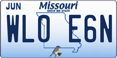 MO license plate WL0E6N