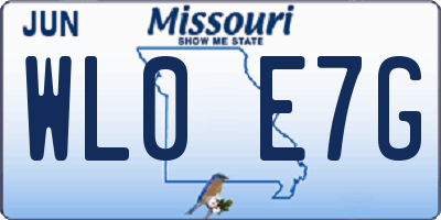 MO license plate WL0E7G