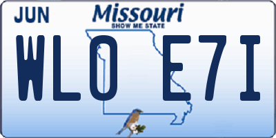 MO license plate WL0E7I