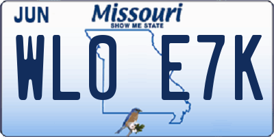 MO license plate WL0E7K