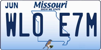 MO license plate WL0E7M