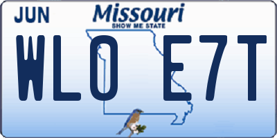 MO license plate WL0E7T