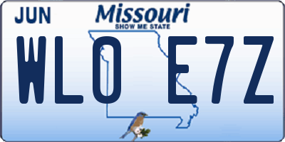 MO license plate WL0E7Z