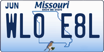 MO license plate WL0E8L