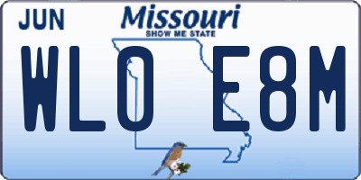 MO license plate WL0E8M