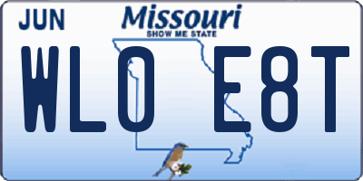MO license plate WL0E8T