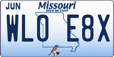 MO license plate WL0E8X