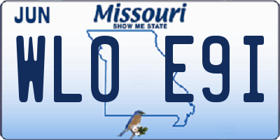 MO license plate WL0E9I