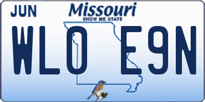 MO license plate WL0E9N