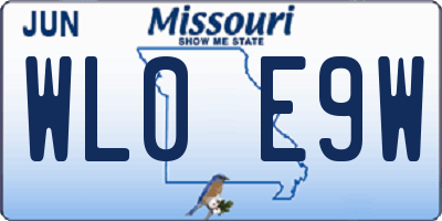 MO license plate WL0E9W