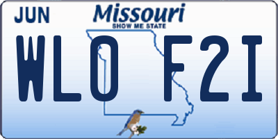 MO license plate WL0F2I
