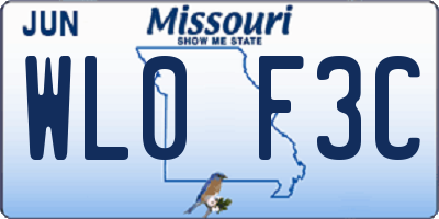 MO license plate WL0F3C