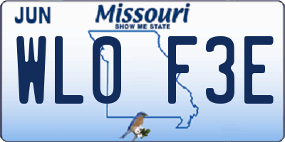 MO license plate WL0F3E