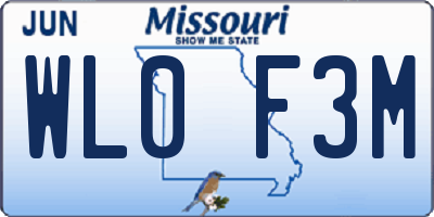 MO license plate WL0F3M