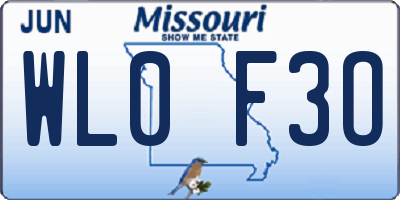 MO license plate WL0F3O