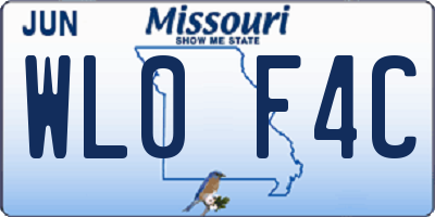 MO license plate WL0F4C