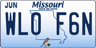 MO license plate WL0F6N