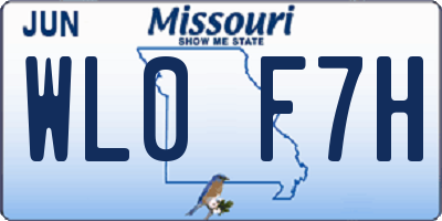 MO license plate WL0F7H