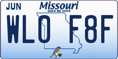 MO license plate WL0F8F