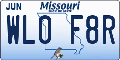 MO license plate WL0F8R