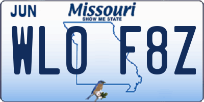 MO license plate WL0F8Z