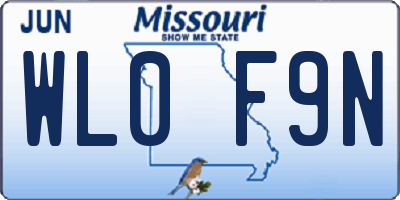 MO license plate WL0F9N