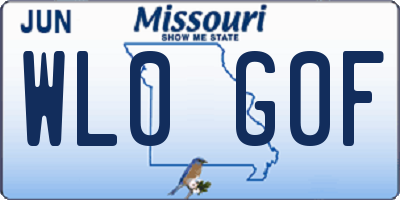 MO license plate WL0G0F
