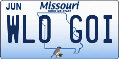 MO license plate WL0G0I