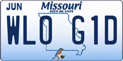 MO license plate WL0G1D
