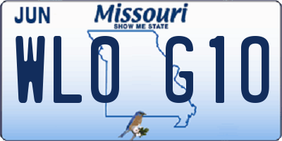 MO license plate WL0G1O