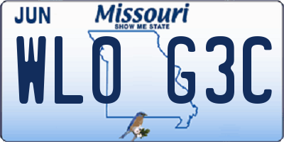 MO license plate WL0G3C