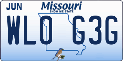 MO license plate WL0G3G