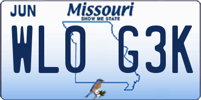 MO license plate WL0G3K
