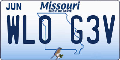 MO license plate WL0G3V