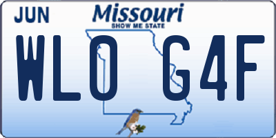 MO license plate WL0G4F