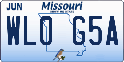 MO license plate WL0G5A