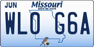 MO license plate WL0G6A