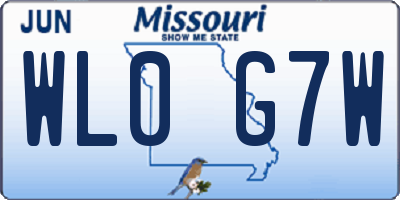 MO license plate WL0G7W