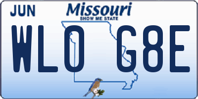 MO license plate WL0G8E