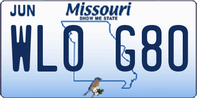 MO license plate WL0G8O
