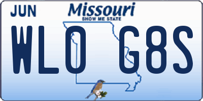 MO license plate WL0G8S